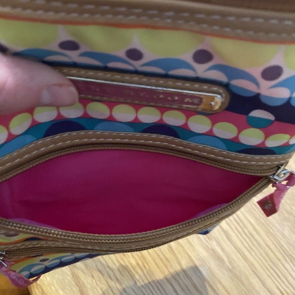 Lily Bloom Crossbody Bag Purse Zip Pockets Floral Bright Color Polka Dot Circle - Picture 8 of 9